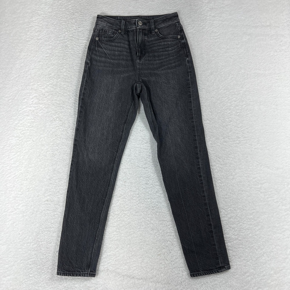 Women's American Eagle Mom Jeans Stretch Black Size 000 (23x26) Denim Pants